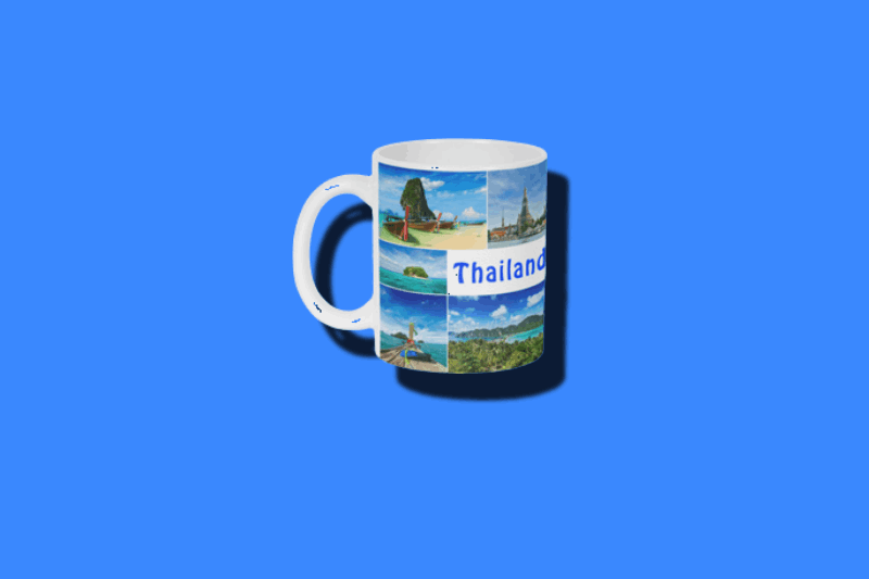 mug on blue background